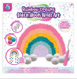 Create N' Style Rainbow Dreams Latch Hook Wall Art Kit Unisex for Ages 6 Years and up