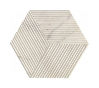 Hexagon Marble tile, White marble, natural marble, for wall, OL textured finished, 3D fluted marble, natural stone