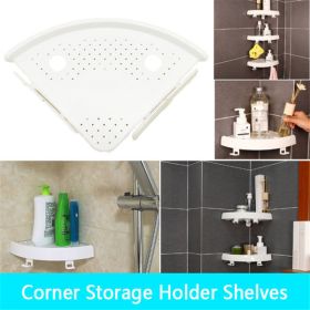 Corner Shelf Organizer; Kitchen/ Bathroom Storage Rack Non-Marking Shelf with Hooks; Easy to Install - White