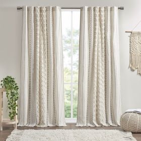 Cotton Printed Curtain Panel with Chenille Stripe and Lining (Only 1 Pc Panel)