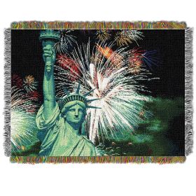 Lady Liberty Licensed 48"x 60" Metallic Woven Tapestry Throw by The Northwest Company