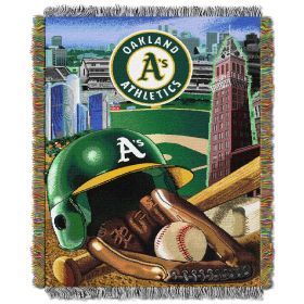 A's OFFICIAL Major League Baseball; "Home Field Advantage" 48"x 60" Woven Tapestry Throw by The Northwest Company