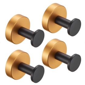 Round Base Wall Hanging Coat Hook with Screws- Black Gold Towel Hook; 4 Pack Hardware for Entry/ Wardrobe/ Bathroom/ Bedroom