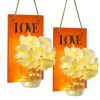2 Packs LED String Light Vintage Mason Jar Wall Light with Artificial Flower LED Hanging Bottle Lights Retro Sconce for Loft Farmhouse Indoor Inside L