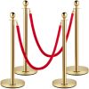 VEVOR Velvet Ropes and Posts, 5 ft/1.5 m Red Rope, Stainless Steel Gold Stanchion with Ball Top, Red Crowd Control Barrier Used for Theaters, Party