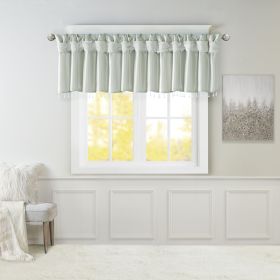 Lightweight Faux Silk Valance With Beads Dusty Aqua 50x26"