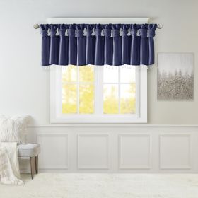 Lightweight Faux Silk Valance With Beads Navy 50x26"