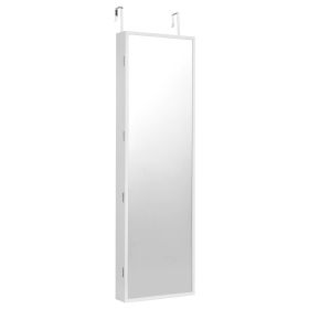 VEVOR Mirror Jewelry Cabinet 47.05in Lockable Wall or Door Mounted Armoire White