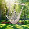 Sling Chair Sling Pendulum Chair Hammock Mesh Air/Sky Chair Deluxe Cotton Rope Sling with Trim for Bedroom Beach Patio Deck Porch Garden Indoor/Outdoo