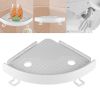 Corner Shelf Organizer; Kitchen/ Bathroom Storage Rack Non-Marking Shelf with Hooks; Easy to Install - White
