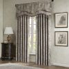 Jacquard Window Rod Pocket Valance With Beads Blue/Brown 50x18"