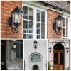 27"(H) 1-Pack Outdoor Wall Lantern with Dusk to Dawn Sensor, Black Weatherrproof Exterior Light Fixture with Clear Bubble Glass