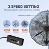 VEVOR Wall-Mount Misting Fan, 30 Inch, 3-speed High Velocity Max. 9500 CFM, Waterproof Oscillating Industrial Wall Fan