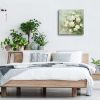Flower Pictures Wall Decor White Camellia Flower Wall Art for Bathroom Floral Canvas Wall Art for Living Room White Blossom Green Leaf Painting Artwor