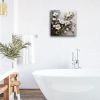 Bathroom Wall Art Decor White Flower Canvas Wall Art for Living Room Golden Leaf Painting Prints Floral Picture Wall Decor Artwork Framed for Bedroom