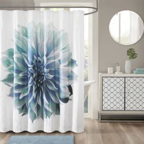 Printed Floral Cotton Shower Curtain (Color: as Pic)