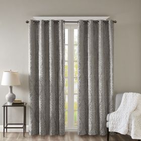 Knitted Jacquard Damask Total Blackout Grommet Top Curtain Panel (Only 1 Pc Panel) (Color: as Pic)
