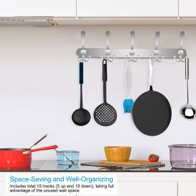 Wall Mount Coat Hook 15 Hooks Stainless Steel Clothes Hangers Rack Robe Hat Towels Hook Coat Rack Hook (Color: AS  PIC)