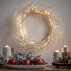 24" LED Lighted Paper Wreath with Timer for Valentine's Day Décor, Warm Lights, Battery Operated