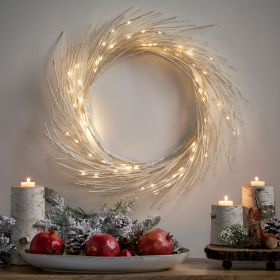 24" LED Lighted Paper Wreath with Timer for Valentine's Day Décor, Warm Lights, Battery Operated (Color: Warm White Lights)