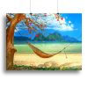 tropical beach scene with hammock Canvas Print or Poster